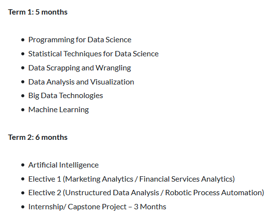 Course curriculum for PGD-DS from Manipal Academy | AI Monks