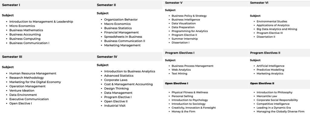 Curriculum for BBA Analytics and Big Data at UPES | AI Monks