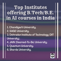 Top Institutes offering B.Tech/B.E. in AI courses in India